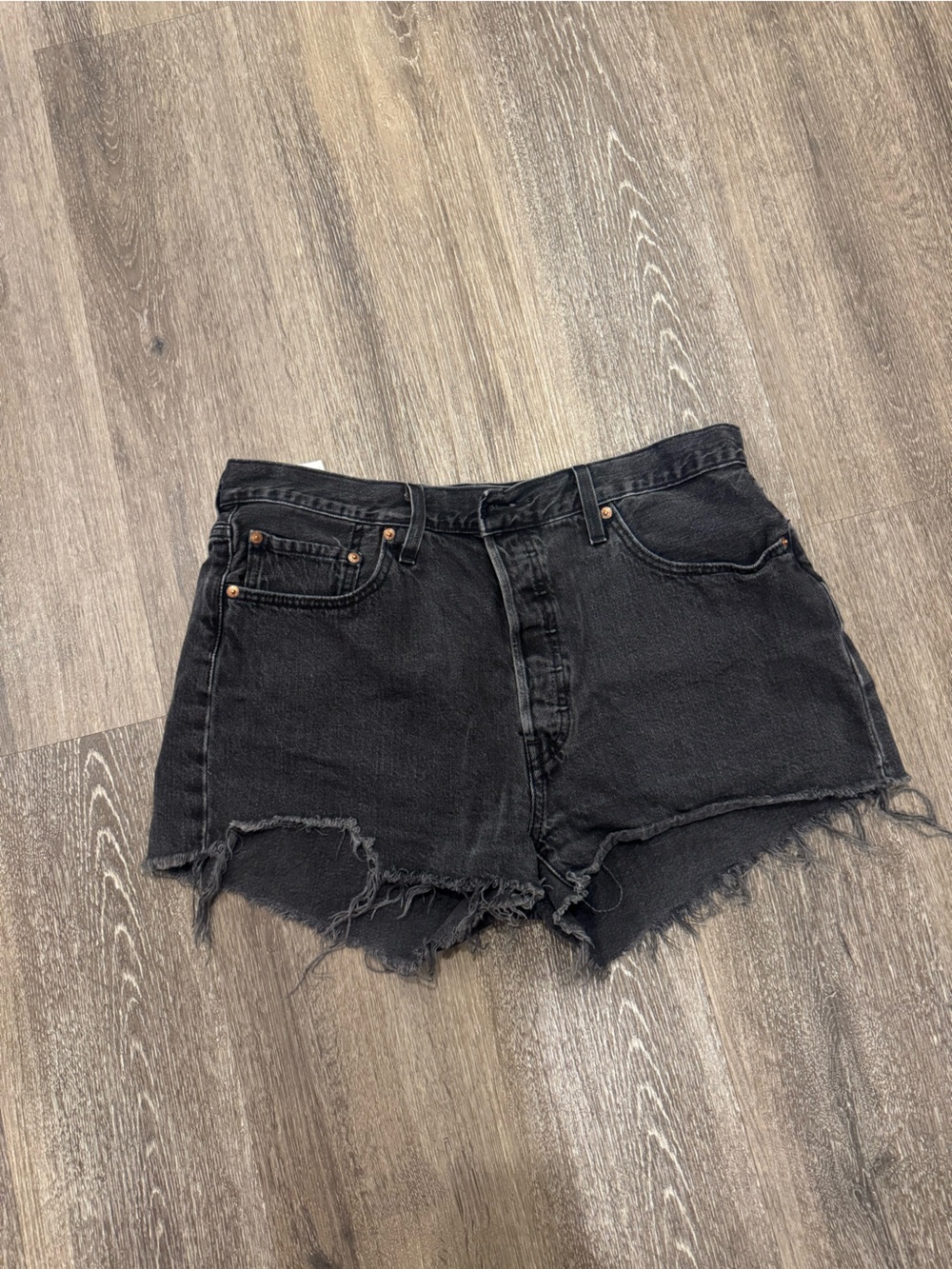 Levi's Black Cutoff Denim Shorts with Raw Hem